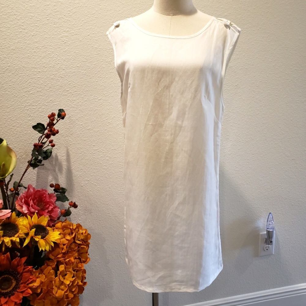 ONIA Marina Sleeveless White Linen Blend Mini Shift Dress--NWT--M